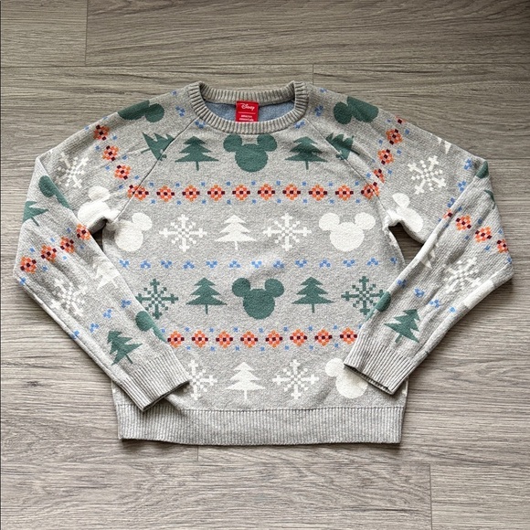 Disney Other - Disney Gray Crewneck Christmas Holiday Winter Sweater with Mickeys Size 10